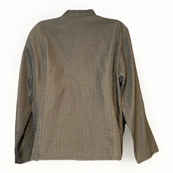 Eileen Fisher Silk Textured Shawl Open Cardigan Jacket Women's Size Large Green - Picture 6 of 8